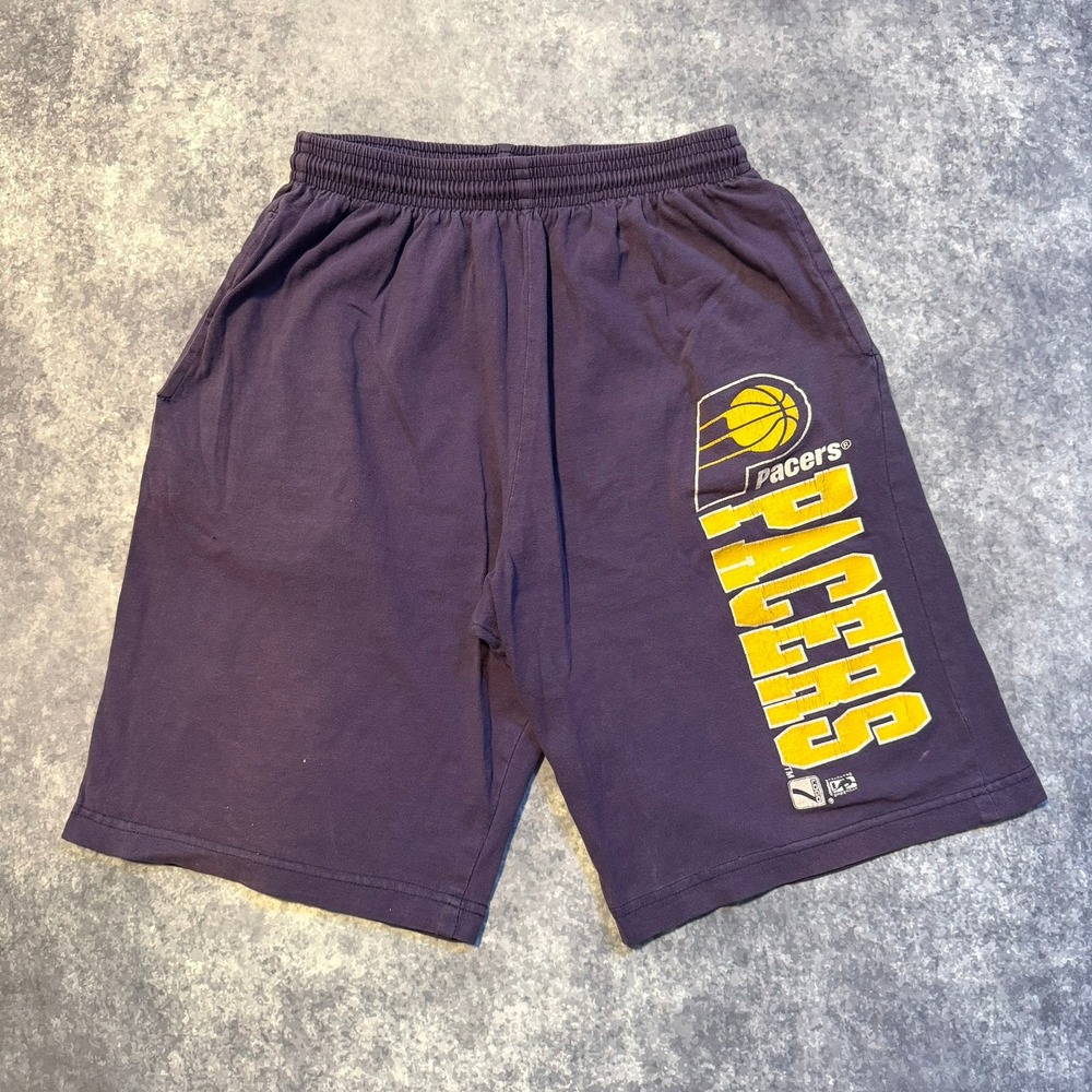Vintage‎ Logo 7 Indiana Pacers NBA Shorts Mens Medium Navy Cotton Made in USA